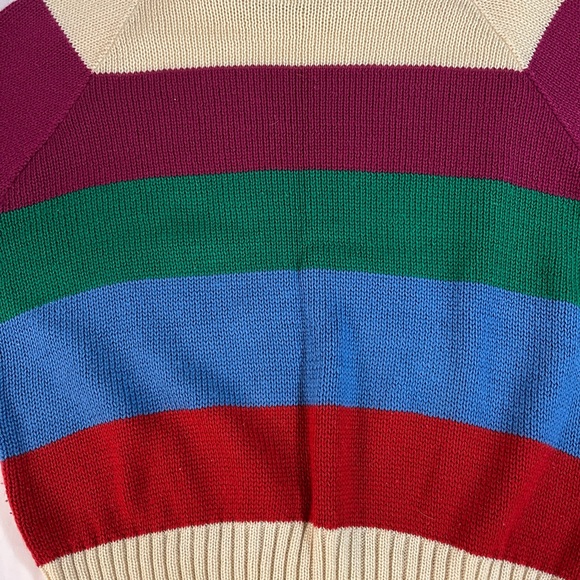 Avon Fashions Cream Sweater with Big rainbow stripes XS vintage preppy - Picture 3 of 5